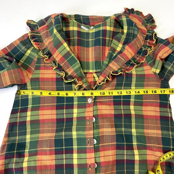 Free People Molly Plaid Ruffle Top XS Festival - Picture 13 of 16